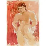 Untitled (Nude Male) by Sandro Chia, 1985, watercolor and pen on paper, sold Apr 2022