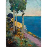Untitled (Landscape) by Joaquín Mir Trinxet, oil on cardboard, sold Apr 2022