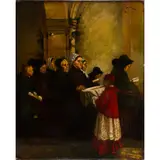 Le Pain Benit by Adolfo Bacci, 1893, oil on canvas, sold Apr 2022