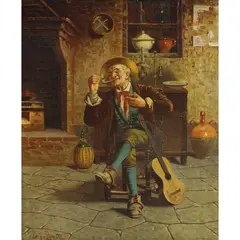 Man with Pipe by Luigi Loretti, oil on board, sold Apr 2022