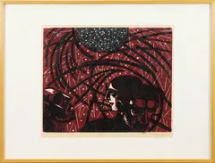Night Atom by William Wolff, 1971, woodcut in color, sold Apr 2022
