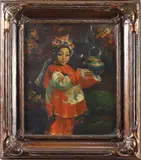 Portrait of a Chinese Girl by Gustav Adolph Hensel, oil on canvas, sold Apr 2022