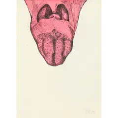 Tongue by Stas Orlovski, 1998, mixed media on paper, sold Apr 2022