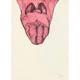 Tongue by Stas Orlovski, 1998, mixed media on paper, sold Apr 2022