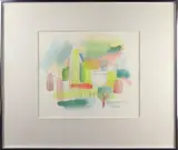 Architectural Scene by Karl Kasten, 1977, watercolor and graphite on paper, sold Apr 2022