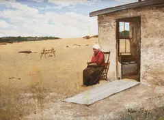My Grandmother Resting Outside, 1976 by Allen Sapp, 1976, acrylic on canvas, sold Jul 2026
