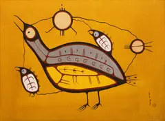 Gull and Little Ones, 1975 by Roy Thomas, 1975, acrylic on board, sold Jul 2026