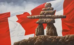 Inukshuk by Ken Kirkby, oil on canvas, sold Jul 2026