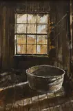 Tub in Shed (Study for "Hoffman's Farm"), 1964 by Thomas de Vany Forrestall, 1964, mixed media on illustration board, sold Jul 2026