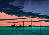 Grain Elevators at Sunset, 1973 by Robert N. Hurley, 1973, watercolour on paper, sold Jul 2026