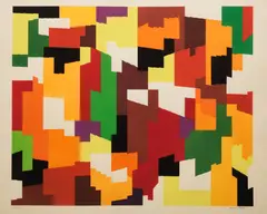 Untitled Abstraction by Yaacov Agam, colour silkscreen, sold Jul 2026