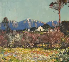 Cape Landscape with Distant Mountains by Robert Gwelo Goodman, oil on canvas, sold May 2023