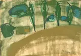 Landscape with Trees by Charles Gassner, pastel, sold May 2023