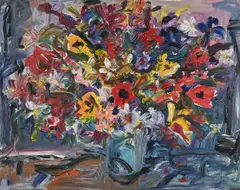 Still Life with Flowers by Gerhard Batha, oil on board, sold May 2023