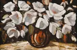 Still Life with Magnolias by June Tuckett, oil on canvas, sold May 2023