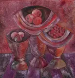 Still Life Vessels and Fruits by Simon Avisaar, oil on canvas, sold May 2023
