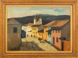Village Landscape by Durval Pereira, Oil on Canvas, sold Feb 2024