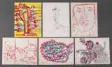Untitled by Six Nahum Tschacbasov, Mixed Media Sketches of People and Animals, sold Feb 2024