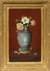 Still Life: Flowers in a Classical Vase by Edward C. Leavitt, 1992, Oil on canvas, sold Jan 2021