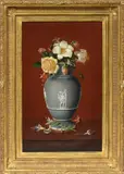 Still Life: Flowers in a Classical Vase by Edward C. Leavitt, 1992, Oil on canvas, sold Jan 2021