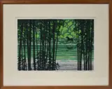 Riverscape with Running Horse by Fumio Fujita, Woodblock Print, sold Jan 2021