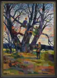 Young Men in a Tree by J. Philip Richards, Oil on masonite, sold Jan 2021