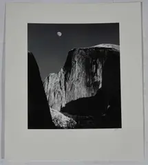 Moon and Half Dome by Ansel Adams, Silver gelatin print, sold Jan 2021