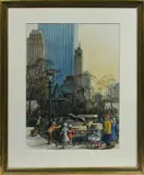 Sea Lions in Central Park by Woldemar Neufeld, ink and watercolor on paper, sold Jan 2021