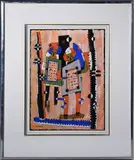 Abstract Figures by H. Mortazavi, Acrylic on paper, sold Jan 2021