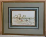 Figures on a Riverbank by Ismail Samy, Watercolor, sold Jan 2021
