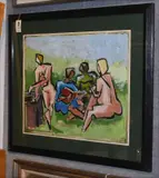 Nudes in a Field by M. Kesel, Acrylic on paper, sold Jan 2021