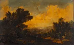 Classical Landscape with a ravine Oil by Alfred Vickers, oil, sold Apr 2024