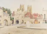Bootham Bar by Howard Williams, 1976, watercolor, offered Apr 2024