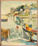 Brixham marina Oil by Laurence George, oil, sold Feb 2024