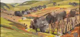 Landscape with trees in the foreground Oil by Brian Chugg British, oil, sold Feb 2024