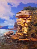 Harbour Sandstone Middle Head by Graham Cox, 1997, oil, sold Feb 2024