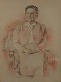 Portrait of a lady Pen by June Mendoza, ink and colour, offered Feb 2024