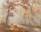 Light through the wood by George Fiessinger, oil, sold Jan 2024