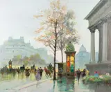 Parisian street scene Oil by Charles Janin, oil, sold Jan 2024