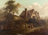 Cottage scene with three Figures by Edward Robert Smyth, oil, offered Jan 2024