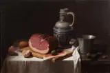 Still Life of ham by Jan Hendrik Eversen, oil, sold Jan 2024