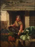 The fish and vegetable seller Oil by Johannes Engel Masurel, oil, sold Jan 2024