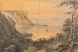 Ladies bathing Cove by C Way, watercolor, offered Jan 2024