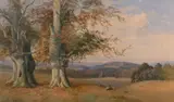 Views of Cowdray Park Two watercolours Each 41 by Thomas Pyne, 1877, watercolor, offered Jan 2024