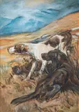 A pointer and a setter Watercolour 34 by George Barne, watercolor, sold Jan 2024
