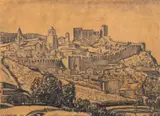 A fortress town Drawing in by Steven Gishford, 1929, drawing, offered Jan 2024