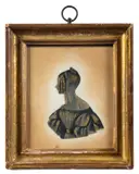 Bronzed profile of Miss E by Edgard Adolphe, sculpture, sold Jan 2024