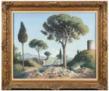 The Appian Way Oil by Charles Brooke Farrar, Oil on board, sold Dec 2023