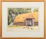 A farm scene by Richard Sams, Watercolour, sold Nov 2023