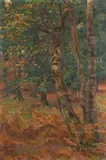 Study of birch trees by G Hering, 1904, Oil on canvas, sold Oct 2023